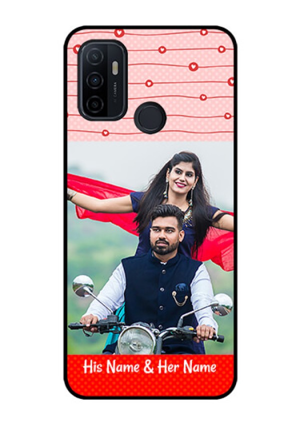 Oppo A53 Personalized Glass Phone Case  - Red Pattern Case Design