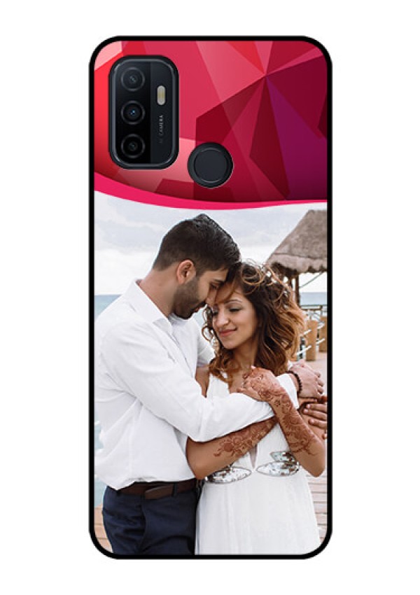 Oppo A53 Custom Glass Mobile Case  - Red Abstract Design