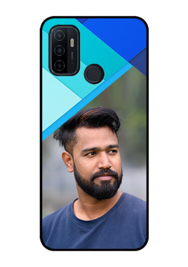 Oppo A53 Custom Glass Phone Case  - Blue Pattern Design