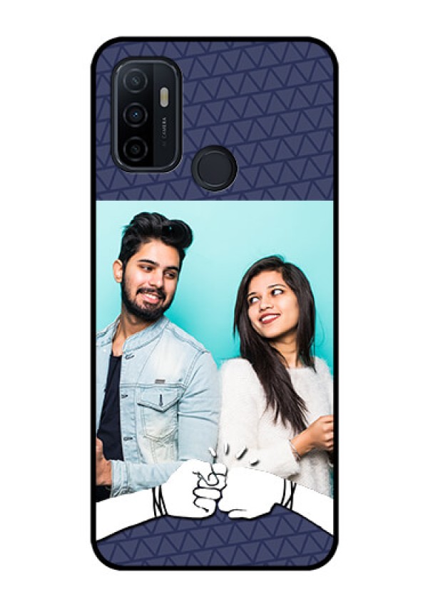 Oppo A53 Photo Printing on Glass Case  - with Best Friends Design  