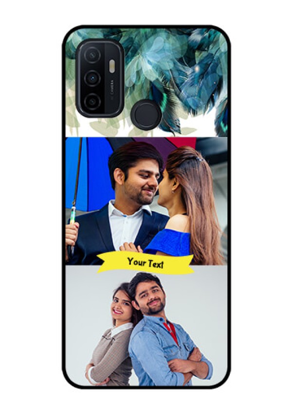 Oppo A53 Personalized Glass Phone Case  - Image with Boho Peacock Feather Design