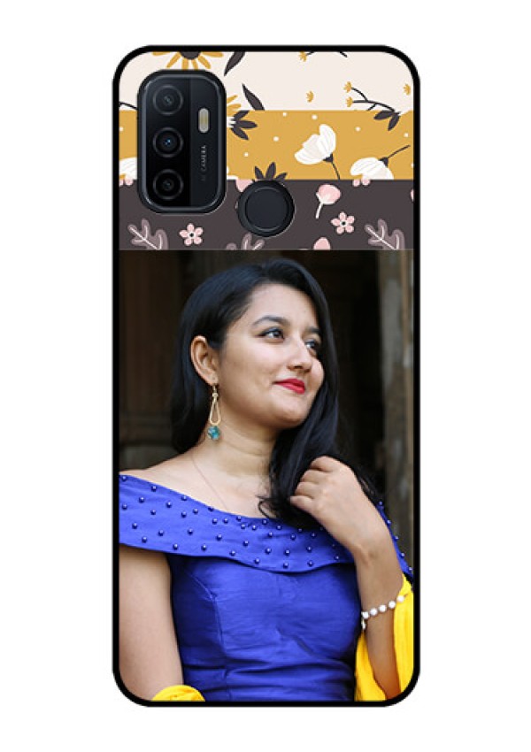 Oppo A53 Custom Glass Phone Case  - Stylish Floral Design