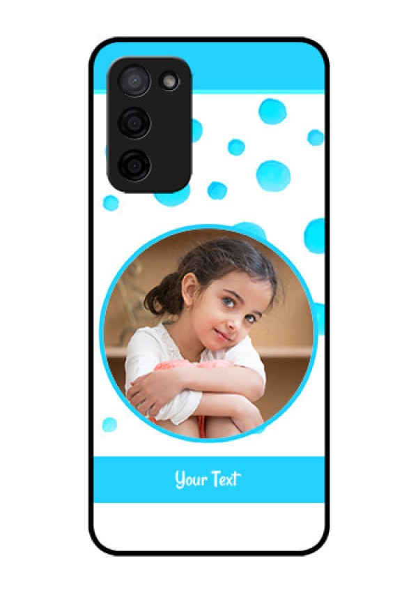 Oppo A53s 5G Photo Printing on Glass Case - Blue Bubbles Pattern Design
