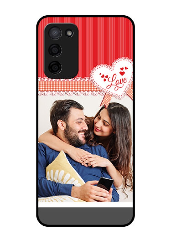 Oppo A53s 5G Custom Glass Mobile Case - Red Love Pattern Design