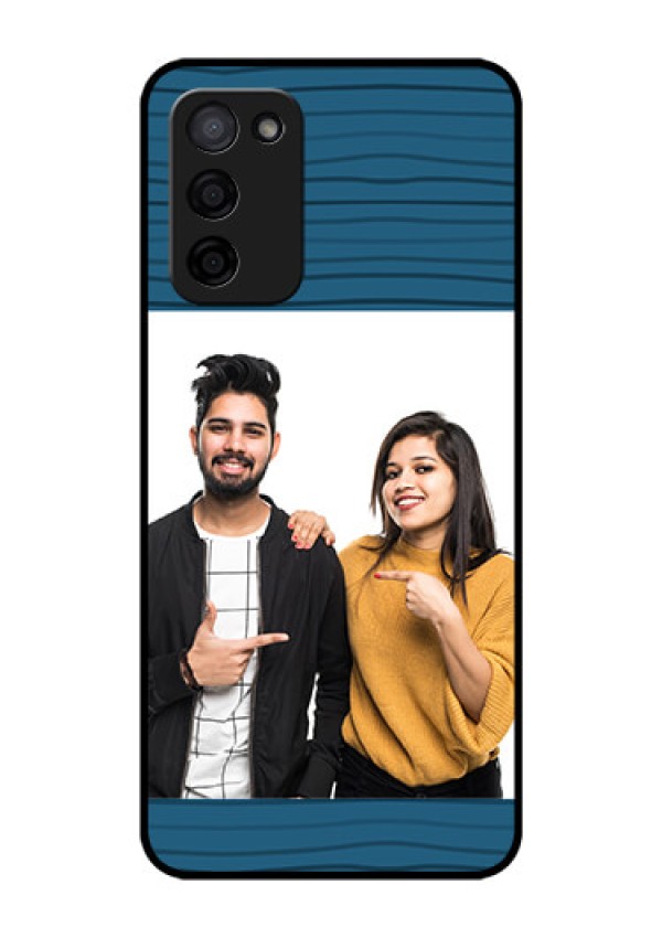 Oppo A53s 5G Custom Glass Phone Case - Blue Pattern Cover Design