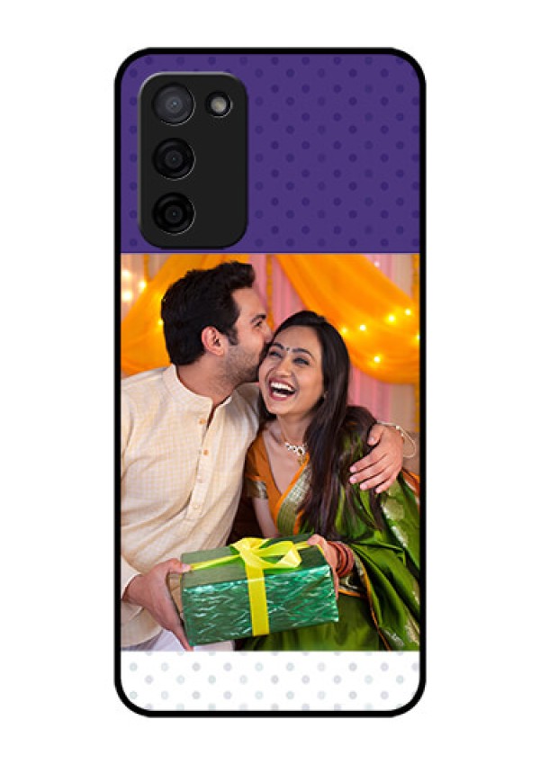 Oppo A53s 5G Personalized Glass Phone Case - Violet Pattern Design