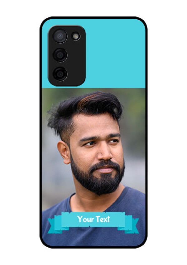 Oppo A53s 5G Personalized Glass Phone Case - Simple Blue Color Design