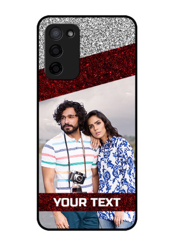 Oppo A53s 5G Personalized Glass Phone Case - Image Holder with Glitter Strip Design