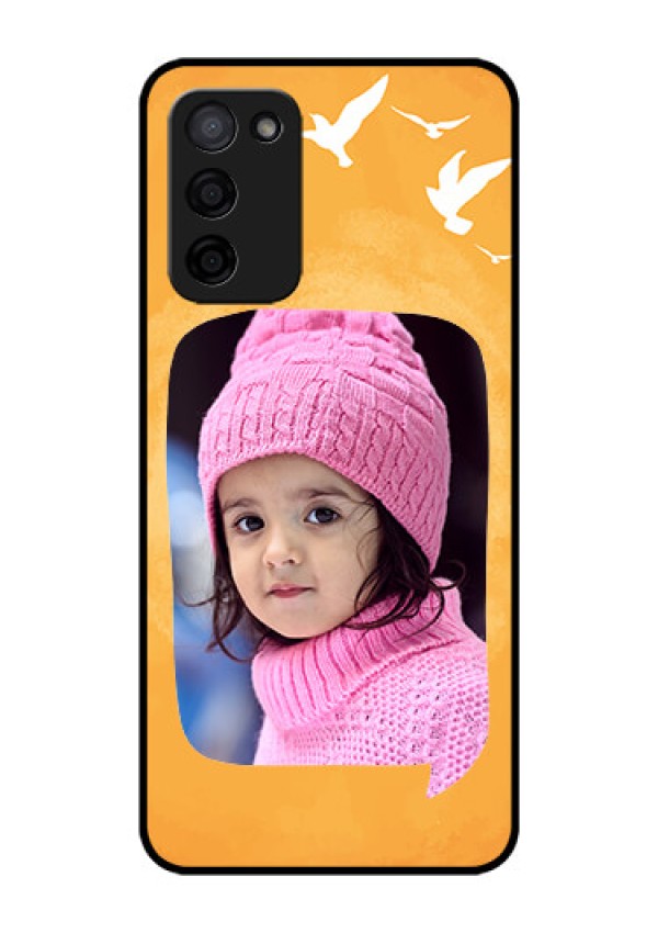Oppo A53s 5G Personalized Glass Phone Case - Water Color Design with Bird Icons