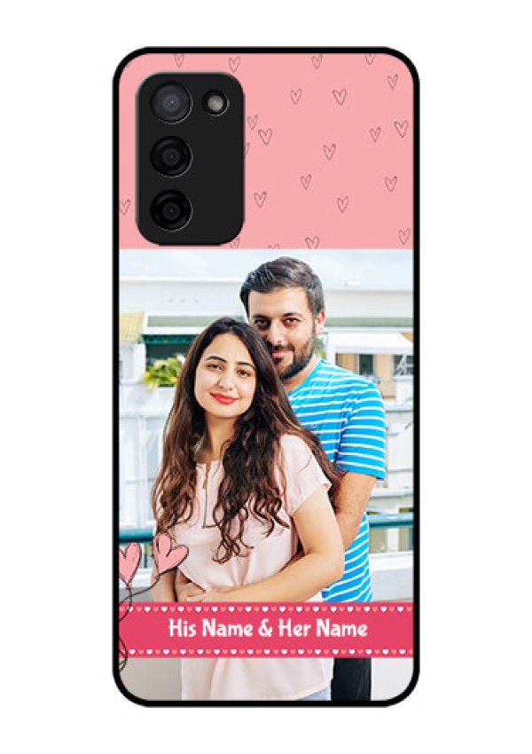 Oppo A53s 5G Personalized Glass Phone Case - Love Design Peach Color