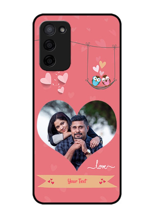 Oppo A53s 5G Personalized Glass Phone Case - Peach Color Love Design 