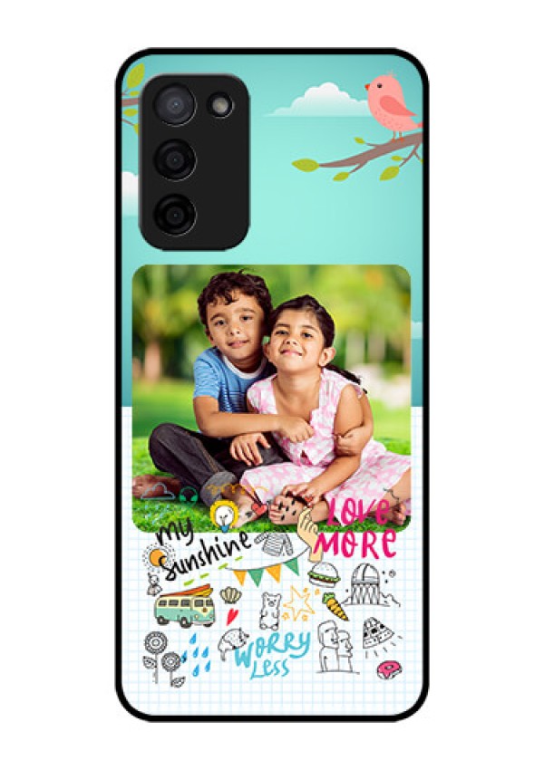 Oppo A53s 5G Photo Printing on Glass Case - Doodle love Design