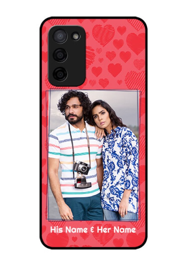 Oppo A53s 5G Photo Printing on Glass Case - with Red Heart Symbols Design
