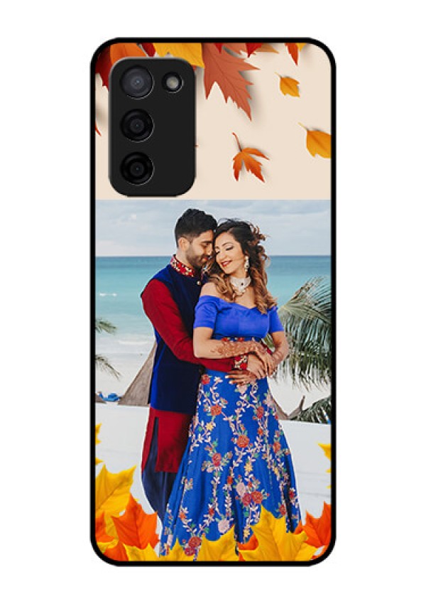 Oppo A53s 5G Photo Printing on Glass Case - Autumn Maple Leaves Design