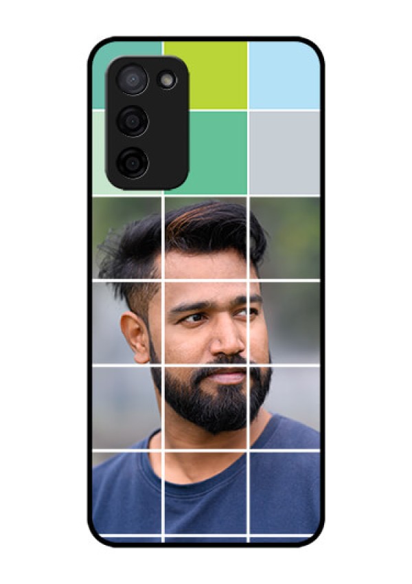 Oppo A53s 5G Photo Printing on Glass Case - with white box pattern 