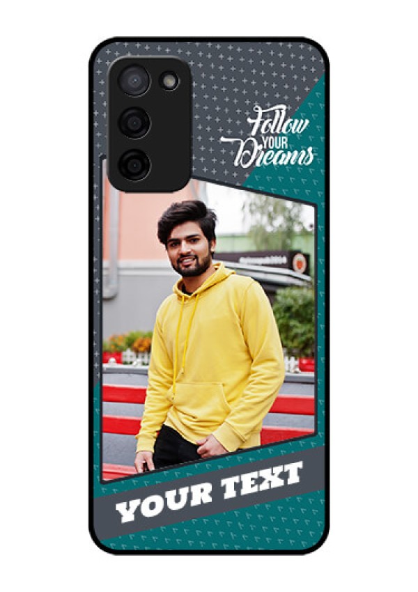 Oppo A53s 5G Personalized Glass Phone Case - Background Pattern Design with Quote