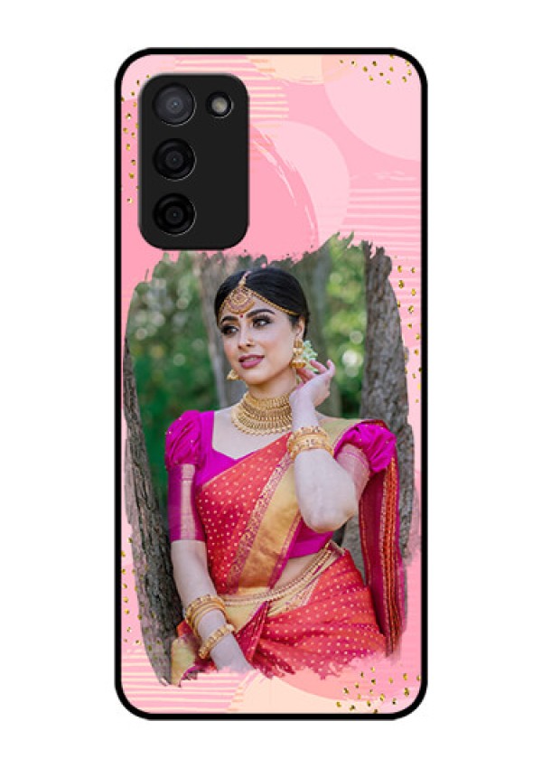 Oppo A53s 5G Personalized Glass Phone Case - Gold Glitter Splash Design