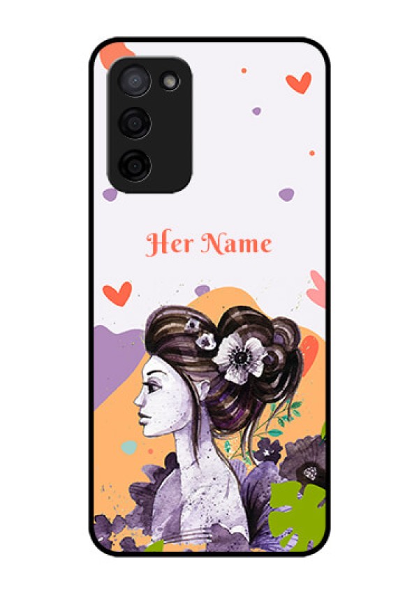 Oppo A53s 5G Personalized Glass Phone Case - Woman And Nature Design
