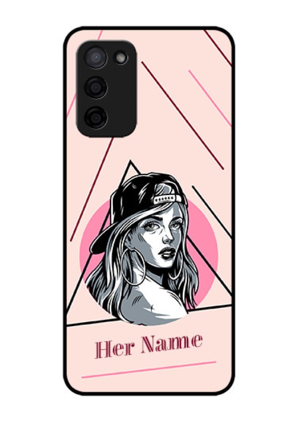 Oppo A53s 5G Personalized Glass Phone Case - Rockstar Girl Design