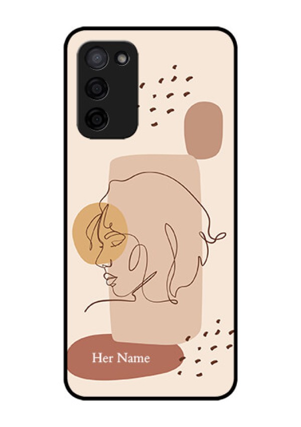 Oppo A53s 5G Photo Printing on Glass Case - Calm Woman line art Design