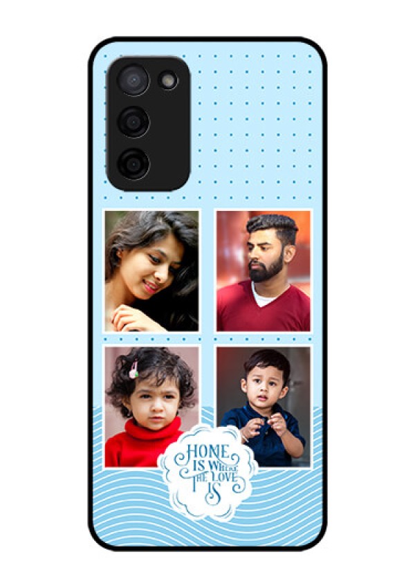 Oppo A53s 5G Custom Glass Phone Case - Cute love quote with 4 pic upload Design