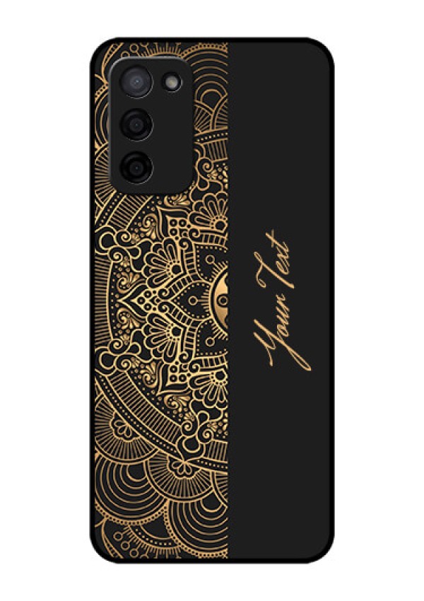 Oppo A53s 5G Photo Printing on Glass Case - Mandala art with custom text Design