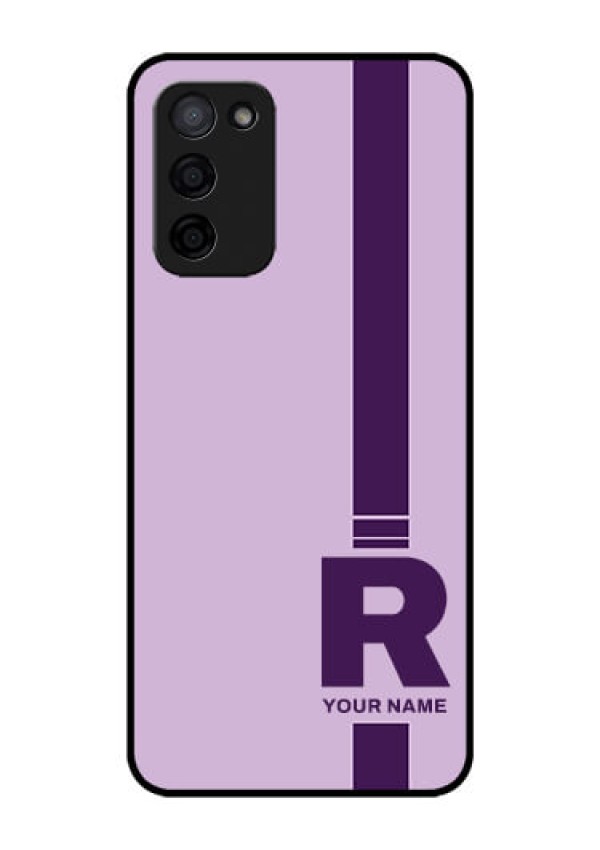 Oppo A53s 5G Photo Printing on Glass Case - Simple dual tone stripe with name Design