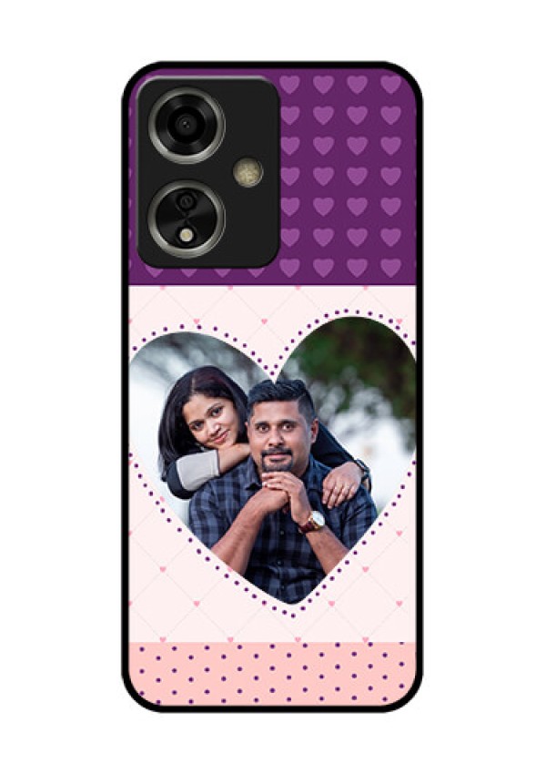Oppo A59 5G Custom Glass Phone Case - Violet Love Dots Design