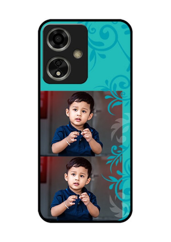 Oppo A59 5G Custom Glass Phone Case - With Photo And Green Floral Design