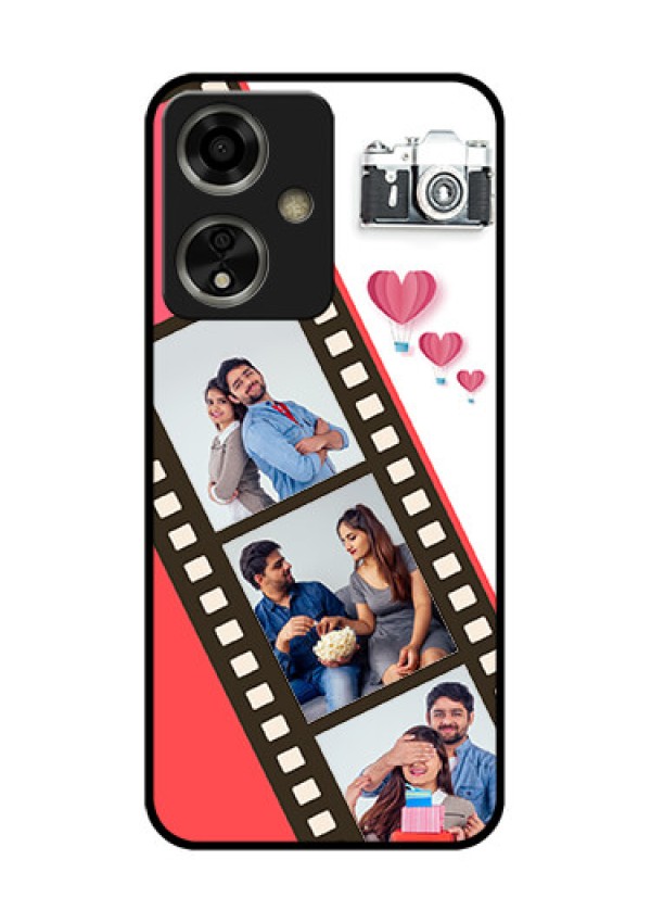 Oppo A59 5G Custom Glass Phone Case - 3 Image Holder With Film Reel