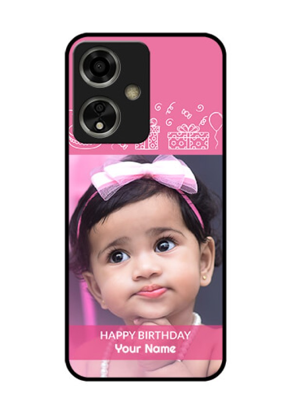 Oppo A59 5G Custom Glass Phone Case - With Birthday Line Art Design