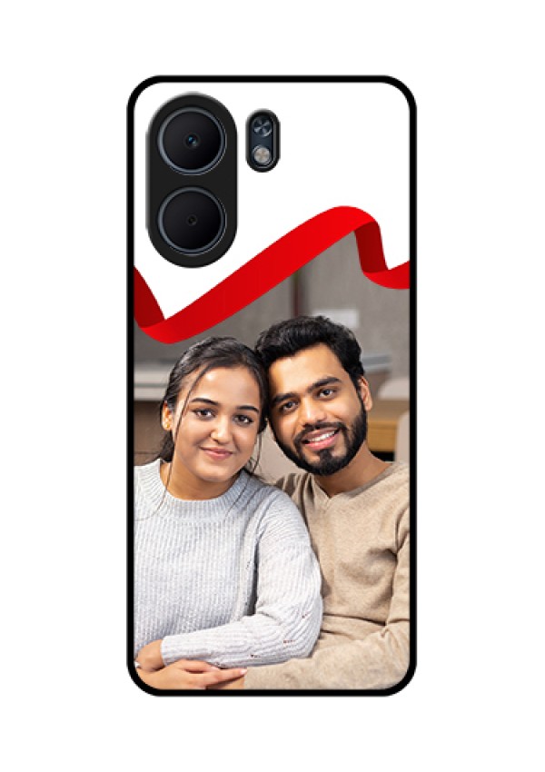 Oppo A5x 4G Custom Glass Phone Case - Red Ribbon Frame Design