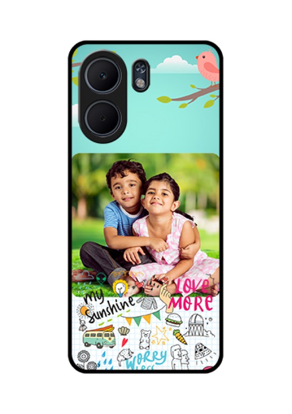Oppo A5x 4G Custom Glass Phone Case - Doodle Love Design