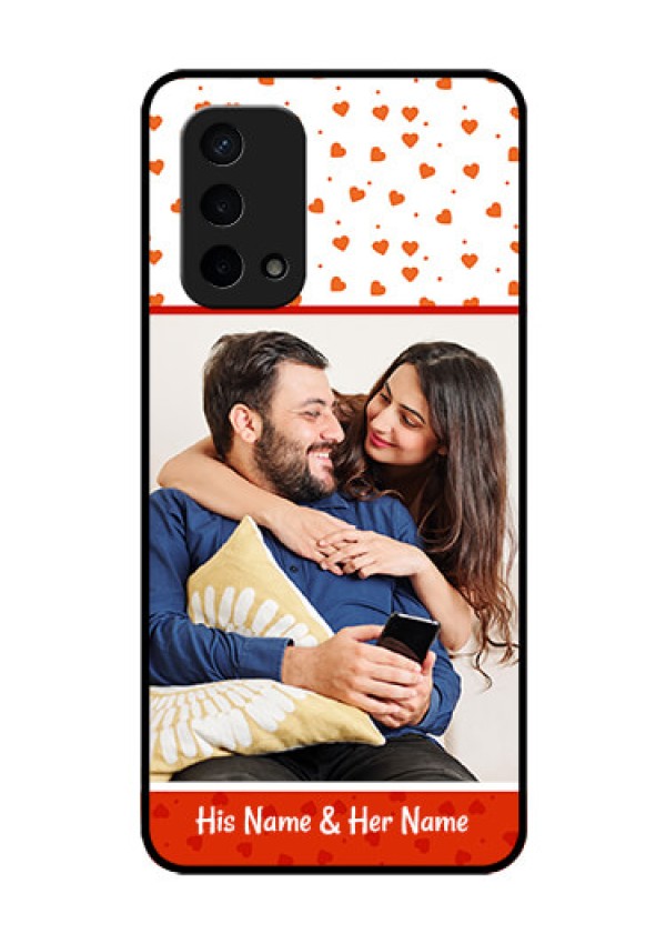 Oppo A74 5G Custom Glass Phone Case - Orange Love Symbol Design