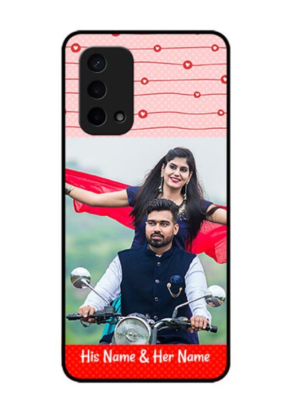Oppo A74 5G Personalized Glass Phone Case - Red Pattern Case Design