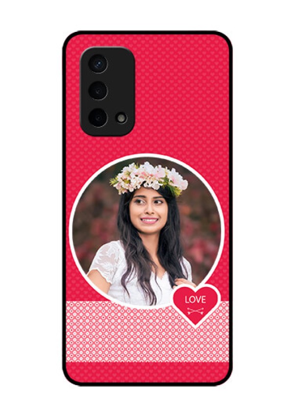 Oppo A74 5G Personalised Glass Phone Case - Pink Pattern Design