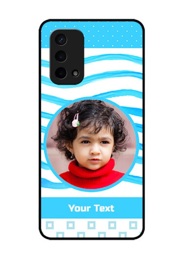 Oppo A74 5G Custom Glass Phone Case - Simple Blue Case Design