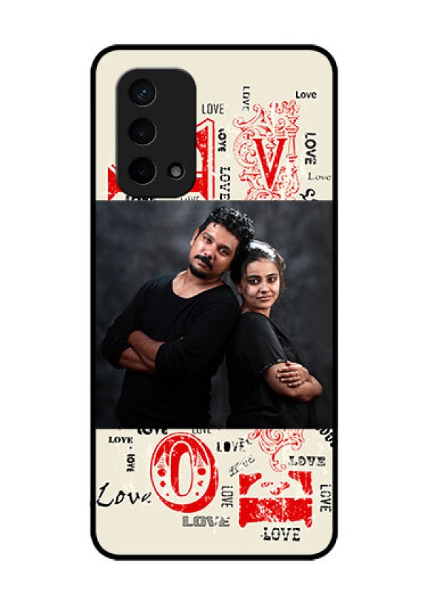 Oppo A74 5G Photo Printing on Glass Case - Trendy Love Design Case