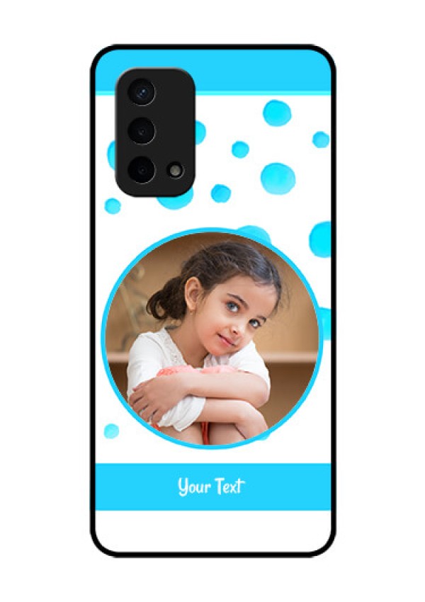 Oppo A74 5G Photo Printing on Glass Case - Blue Bubbles Pattern Design