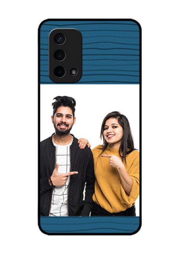 Oppo A74 5G Custom Glass Phone Case - Blue Pattern Cover Design
