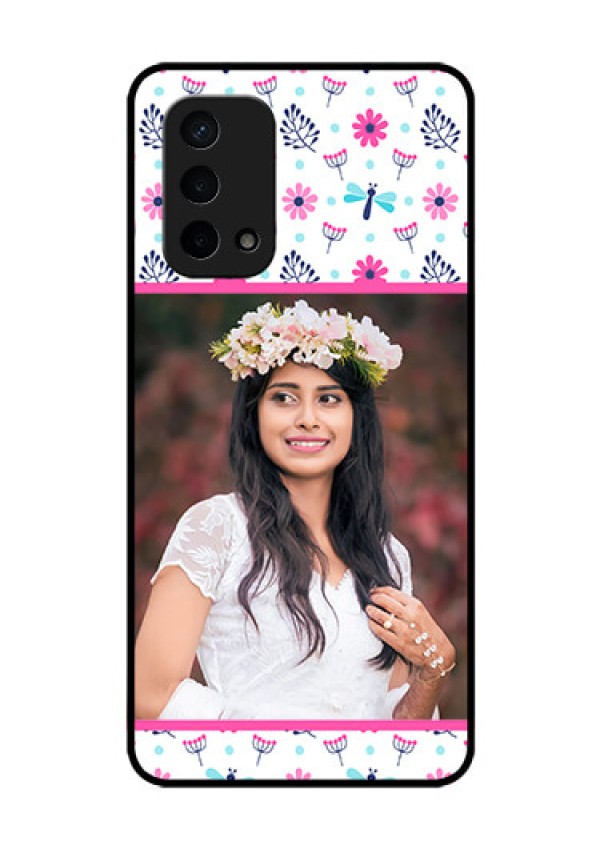 Oppo A74 5G Photo Printing on Glass Case - Colorful Flower Design