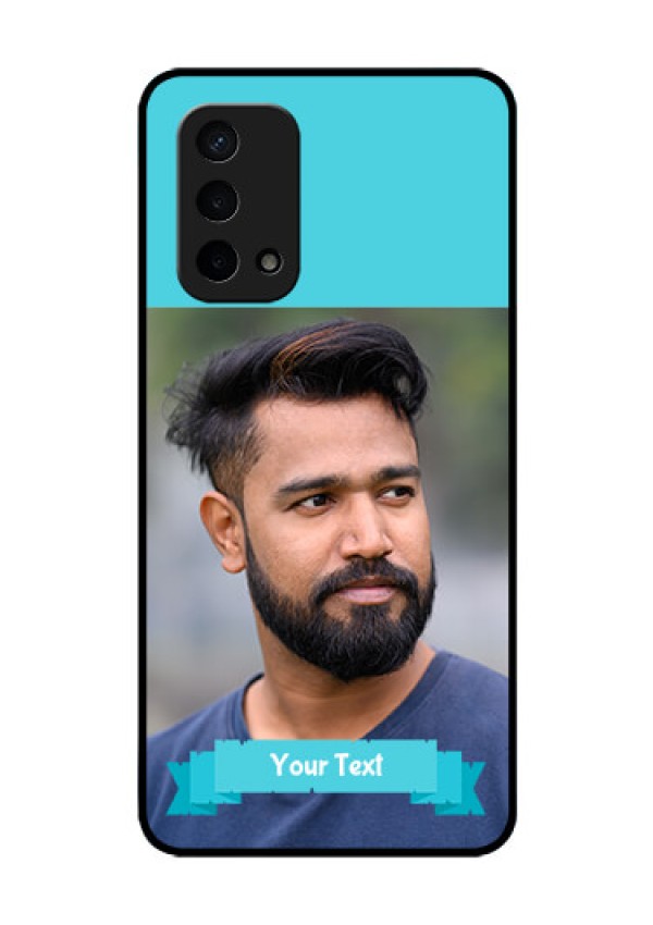 Oppo A74 5G Personalized Glass Phone Case - Simple Blue Color Design