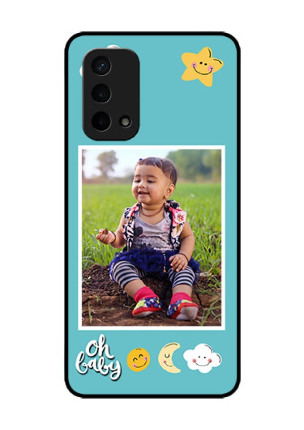 Oppo A74 5G Personalized Glass Phone Case - Smiley Kids Stars Design