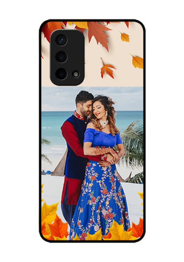 Oppo A74 5G Photo Printing on Glass Case - Autumn Maple Leaves Design