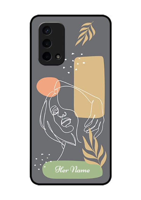 Oppo A74 5G Custom Glass Phone Case - Gazing Woman line art Design