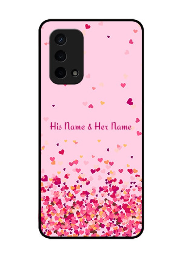 Oppo A74 5G Photo Printing on Glass Case - Floating Hearts Design