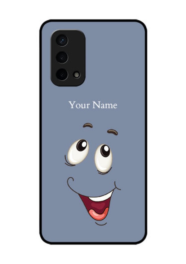 Oppo A74 5G Photo Printing on Glass Case - Laughing Cartoon Face Design