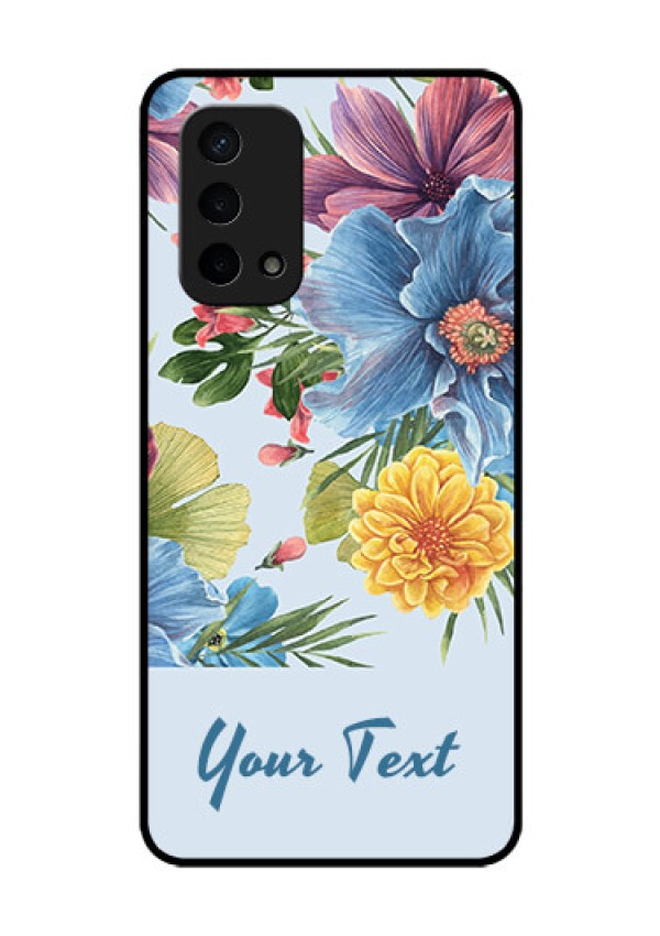 Oppo A74 5G Custom Glass Mobile Case - Stunning Watercolored Flowers Painting Design