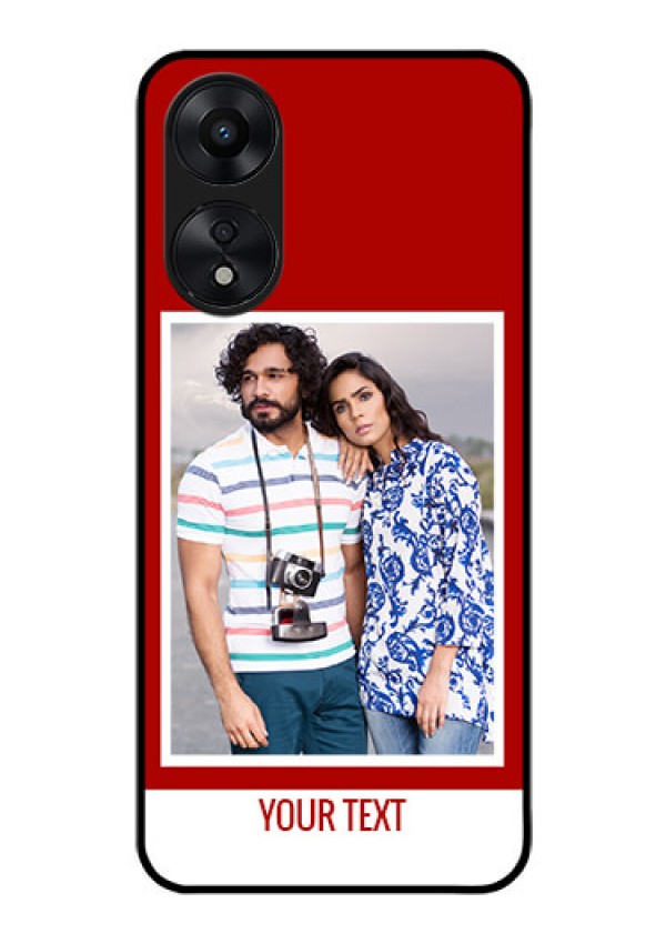 Oppo A78 5G Personalized Glass Phone Case - Simple Red Color Design