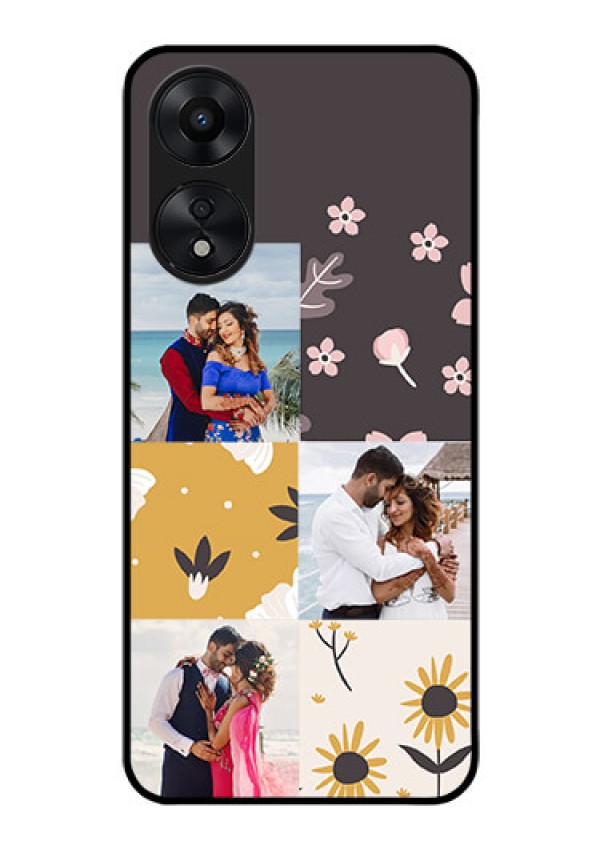 Oppo A78 5G Photo Printing on Glass Case - 3 Images with Floral Design